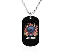 Japanese Demon Oni Mask Jiu-jitsu Titanium-Steel Necklace Adjustable Pendant Jewelry for Women Men Gifts