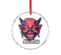 Japanese Demon Oni Mask Kabuki Jiu-jitsu Christmas Crystal Decoration Hanging Ornament Round Pendants for Xmas Tree Party Gifts