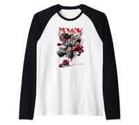Japanese Demon Spirit Oni Streetwear Samurai Anime Warrior Raglan Baseball Tee