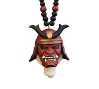 Japanese Demons Prajna Mask,Car Hanging Pendant with Samurai Hannya Japanese Oni HelmetCar Rear View Mirror Charm, Mini Keychain Backpack Pendant, (A)