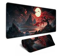 Japanese Desk Mat Riverside Full Moon Large Mouse Pad Gaming Mousepad Extended XL Keyboard Mat Computer Laptop Mouse Desktop Mat 31.5 X 11.8 Desk Decor