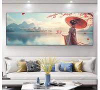 Japanese Diamond Art Kits Adults, 5D Large landscape Diamond Painting with Square Drills DIY Full Drill Gem Big Crystal Art, Crafts Mosaic Kits for Adults, for Home Wall and Gifts 36x108inch, Model596