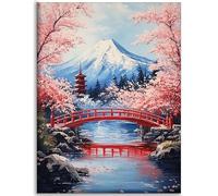 Japanese Diamond Painting Kits for Adults,Cherry Blossoms Diamond Art for Adults, 5D Full Drill Gem Art Painting Pictures,DIY Crystal Embroidery Arts And Crafts, Living Wall Decor Gifts 40x50cm C-Q908