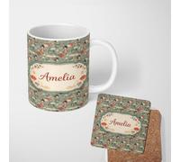 Japanese Doll Umbrella Ceramic Mug Large Handle Personalised Custom Name