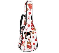 Japanese Dolls Kokeshi Soft Electric Guitar Gig Bag with Dual Adjustable Shoulder Strap for Bass Guitar Acoustic and Classical Folk Guitar