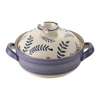 Japanese Donabe Ceramic Casserole With Lid - Earthen Pot Stone Rice Cooker & Soup Hot Pot(E,1.5L)
