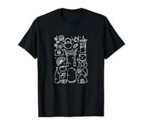 Japanese Doodle Design Maneki Neko Torii Origami Sushi Tea T-Shirt