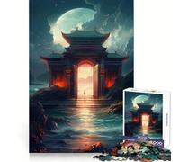 Japanese Door to Heaven Jigsaw Puzzles for Teenagers 1000 Piece Logic Fun Bright Print Home Enjoyable Room Accent (38x52cm)