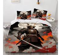 Japanese Double Duvet Set, Samurai Duvet Cover, Anime Hypoallergenic Duvet Cover, Full Moon 200x200cmDouble Bedding Set With 2 Pillowcases Soft