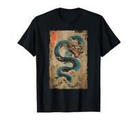 Japanese Dragon and The Great Wave off Kanagawa Woodblock T-Shirt