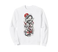 Japanese Dragon Koi Fish Red Sun Yin Yang Art Sweatshirt