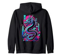 Japanese Dragon Retro 80s Asian Tokyo Japan, Japanese Dragon Zip Hoodie