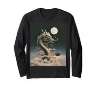 Japanese Dragon Sakura Blossom Full Moon Fantasy Art Travel Long Sleeve T-Shirt