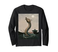 Japanese Dragon Sakura Blossom Full Moon Fantasy Art Travel Long Sleeve T-Shirt