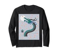 Japanese Dragon Sakura Blossom Full Moon Fantasy Art Travel Long Sleeve T-Shirt
