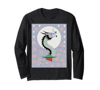 Japanese Dragon Sakura Blossom Full Moon Fantasy Art Travel Long Sleeve T-Shirt