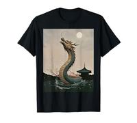 Japanese Dragon Sakura Blossom Full Moon Fantasy Art Travel T-Shirt