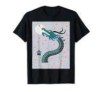 Japanese Dragon Sakura Blossom Full Moon Fantasy Art Travel T-Shirt