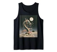 Japanese Dragon Sakura Blossom Full Moon Fantasy Art Travel Tank Top