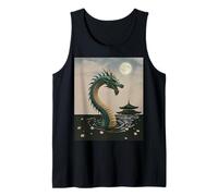 Japanese Dragon Sakura Blossom Full Moon Fantasy Art Travel Tank Top