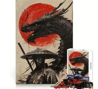 Japanese Dragon Samurai 1000 Pieces Jigsaws Adults Puzzles Gifts Sharp Thinking Cozy Fun Fun Activity Game Night (38x26cm)