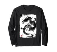 Japanese Dragon Sumi-e Ink Painting Dark Art Long Sleeve T-Shirt