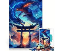 Japanese Dragon Torii Gate Jigsaw Puzzles for Adults1000 Pieces Recall Enhancer Stress Relief Play Pattern Build Unique Gift (38x26cm)