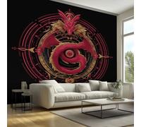 Japanese Dragon Wallpaper, Vintage Mysterious Wallpaper for Living Room, Bedroom, Non-Woven Decor Wall Paper, Photo Dining Room, Hallway, Lounge, Mural Large 3D Home Decor 400 x 280 cm oT7
