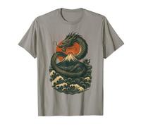 Japanese Dragon Wave Volcano Sun Mythical Power T-Shirt