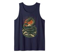 Japanese Dragon Wave Volcano Sun Mythical Power Tank Top