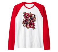 Japanese Duel Tigers Strength Tattoo Style Raglan Baseball Tee