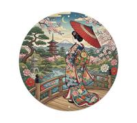 Japanese Elegant Lady Side Flower Viewing Graceful View Metal Tin Sign