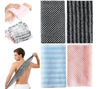 Japanese Exfoliating Towel, 4PCS Exfoliating Antibacterial Shower Towel Double-Sided Exfoliating Net Sponge Extra Long Back Exfoliating Towel for Men Women