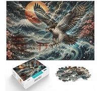 Japanese Falcon with Lightning and Waves Jigsaw Puzzle, 1000 Piece | For anyone who enjoys classic jigsaws: Adult jigsaw puzzle with 1000 pieces turns free time into a focused activity.