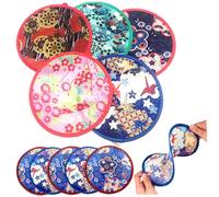 Japanese Fan Foldable Fan 10Pcs Round Handheld Japanese Fan Compact Gentle Elasticity Portable Folding Hand Fan For Women Girls Daily Use Festival Wedding Party Favors Decorations, Mixed Package