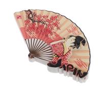Japanese Fan Fridge Magnet with Cherry Blossom Pattern Pink Resin | Mini Folding Decor, Holds Notes and Photos, for Whiteboard or Souvenir Display, Kawaii Travel Accent