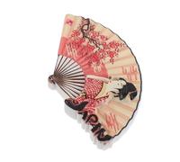 Japanese Fan Magnet Resin Pink 3d Painted Refrigerator Decoration | Kawaii Souvenir Keepsake, Holds Notes and Photos, for Office Lockers Cabinets Whiteboards