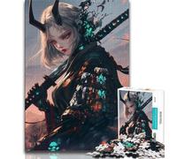 Japanese Female Ninja Warrior 1000 Piece Jigsaw Puzzle for Adults Teens,Brain Intelligence Challenge Addictive Toys for Home Decoration (75x50cm)