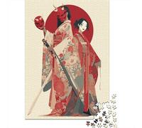 Japanese Female Warrior Puzzle 1000 Pieces Wood Puzzle for Adults Jigsaw Puzzles Educational Games Home Decoration 1000pcs (75x50cm)