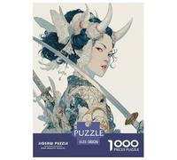 Japanese Female Warrior Puzzles 1000 Piece for Adults Kids Jigsaw Puzzles Japanese Culture Impossible Puzzle Educational Game Gifts 38x26cm/1000pcs