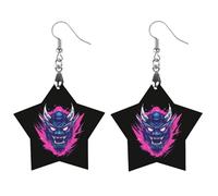 Japanese Fierce Mask Artistic Wooden Earrings Pendant Vintage Earring Hooks Trendy Vacation Dangle Boho Eardrop Love