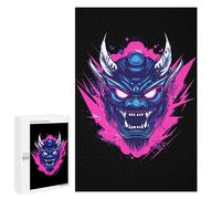 Japanese Fierce Mask Funny Wooden Picture Vertical Version Puzzle Wood Jigsaw Creative Gift for Adults And Family Game