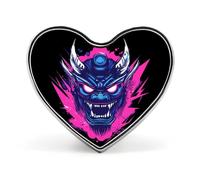 Japanese Fierce Mask Heart Badge Unisex Metal Memorial Reel Pin Lapel Brooch Button Dress Coat Accessories for Backpack Wedding