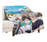 Japanese Figure Skating Anime Yuri on Ice Role Poster Fleece Blankets for Bed Couch Sofa Thick And Warm Flannel Blanket Soft Fuzzy Plush for All Seasons 30"x40"