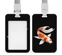 Japanese Fish Badge Holder with Lanyard Hard Plastic Card Case for Offices ID Driver Licence