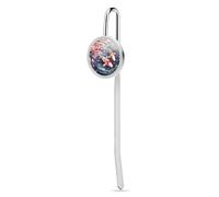 Japanese Fish Cherry Blossoming Personalized Metal Hook Cute Bookmarks Page Markers for Book Lovers Men Women 1"/1.2"