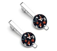 Japanese Fish Flowers Fashion Men's Tie Clips Silver Tack Pins Cufflinks Shirt Necktie Bar Pinch Suit Tie Accessories