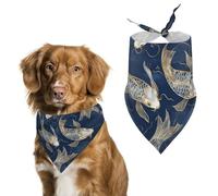 Japanese Fish Gold Navy Blue Cute Dog Bandana Triangle Adjustable Washable Cat Scarf Pet Accessories