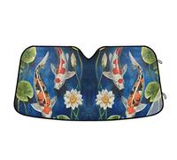 Japanese Fish in a Pond Water Lilies Flag Auto Car Front Window Sunshade Windshield Foldable Vehicle Blocker Visor L