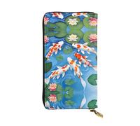 Japanese Fish Leather Wallet - Fully Printed Design, Durable Faux Leather, Metal Zipper, Multiple Card Slots And Cash Pocket, Perfect For Elegant Men Or Women, A Stylish And Personalized Gift
